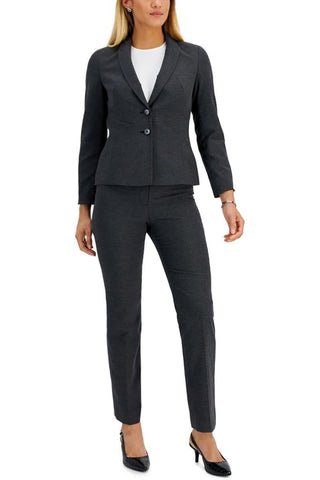 Le Suit Pant Jacket Suit ( Plus Size ) - BLACK GREY WHITE MLT - Front 