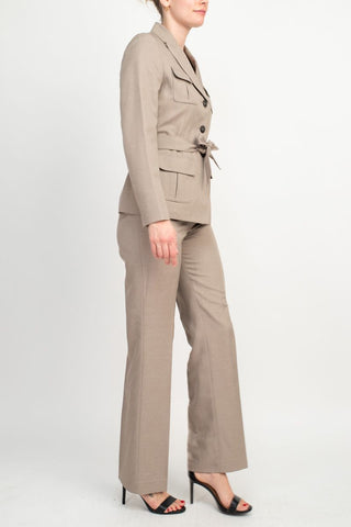 Le Suit Petite Two Piece Mélange Jacket And Pant Set-taupe-Side view