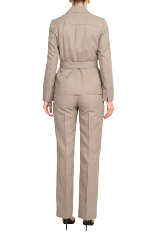 Le Suit 2pc Melange Jacket And Pant Set ( Plus Size ) - TAUPE - Back