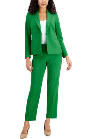 Le Suit Notched Collar Long Sleeve One Button Closure Shoulder Pads Side Welt Pockets with Mid Waist