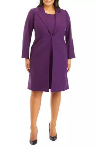 Le Suit Crepe Long Coat Sheath Dress (Plus Size) Available at
