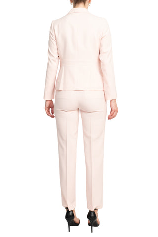 Le Suit Crepe Two Button Notch Collar Jacket and Trouser Pant Set - LT BLOSSOM - Back