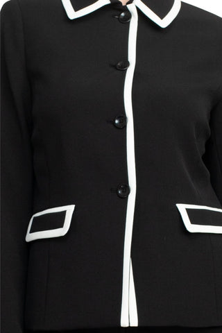 Le Suit Crepe Framed Button Up Jacket and Pants Set - Black Vanilla Ice - Front View