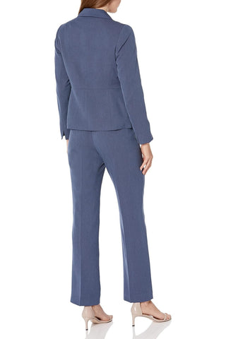 Le Suit Crepe One Button Jacket and Pant Set - Denim Blue - Back