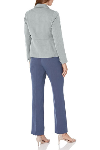 Le Suit Crepe One Button Jacket and Pant Set - GREY - Back