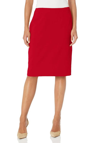 Le Suit Seamed Jacket & Slim Skirt Set - CHERRY - Skirt Front