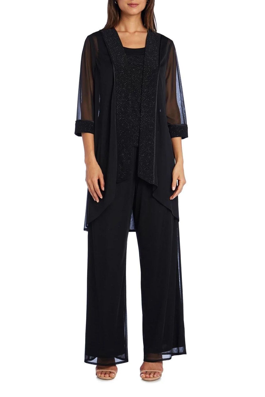 R&M Richards Scoop Neck Glitter ITY and Matte Duster Pants Set (Three ...