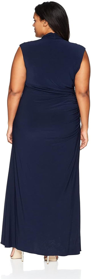 Adrianna Papell Cowl Neck Sleeveless Bodycon Solid Jersey Gown (Plus Size)
