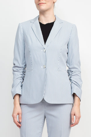 Emily... Notched Collar 2 Button 3/4 Sleeves Pant Suit