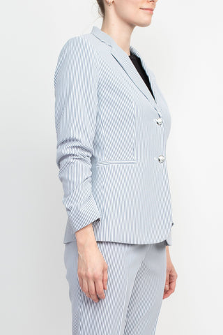 Emily... Notched Collar 2 Button 3/4 Sleeves Pant Suit