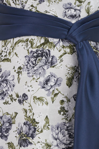Kay Unger V-Neck Cap Sleeve Wrap Bodice with Pleats Waist Band Fit & Flare Jacquard Dress