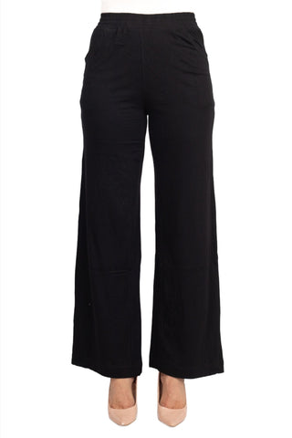 For the Republic Elastic Mid Waist Wide Leg Pockets Solid Pull-on Jersey Pant