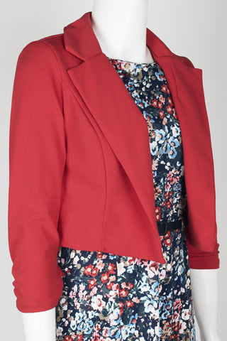 Nicolette Crew Neck Sleeveless Belted Box Pleat Multi Print Jersey Dress with Matching Jacket