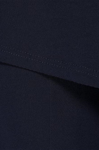 Marina Boat Neck Embellished Chiffon Long Sleeve Asymmetrical Hem and Elastic Mid Waist Wide Leg - NAVY - Fabric 