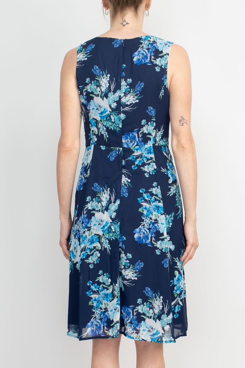 Studio One Crew Neck Sleeveless Bodycon Floral Print Chiffon Dress wit Curated Brands Studio One Crew Neck Sleeveless Bodycon Floral Print Chiffon Dress wit Curated Brands