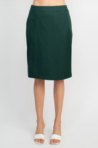 John Meyer Collection Notched Collar 2 Button Long Sleeve Slit Back Crepe Skirt Set