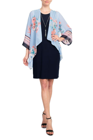 Sandra Darren Chiffon Knit Floral Kimono Jacket Dress_Full View