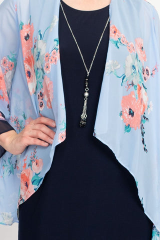 Sandra Darren Chiffon Knit Floral Kimono Jacket Dress_Closeup View
