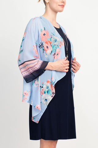 Sandra Darren Chiffon Knit Floral Kimono Jacket Dress_Side View