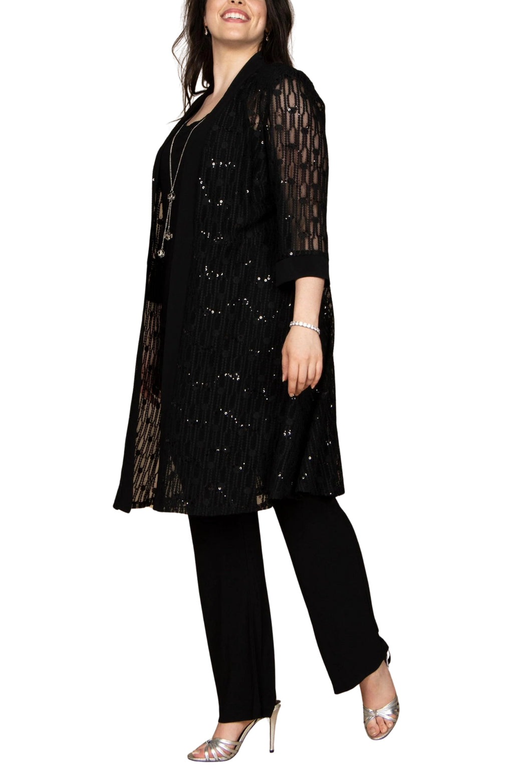R&M Richards Formal Duster Sleeveless Scoop Neckline Top and Quarter S ...