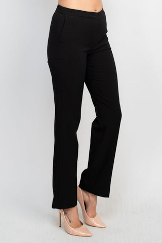 Truth mid waist elastic waist pencil cut stretch crepe pant with pockets