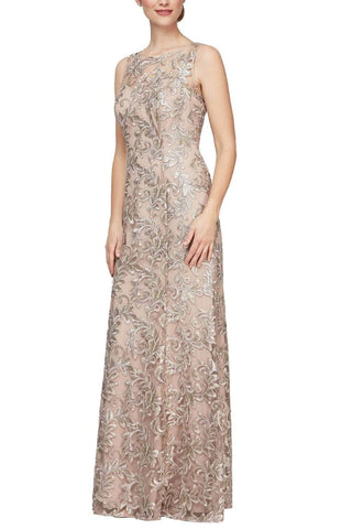 Alex Evenings Mother of the Bride Illusion Round Neck Sleeveless Embro Curated Brands Alex Evenings Mother of the Bride Illusion Round Neck Sleeveless Embro Curated Brands
