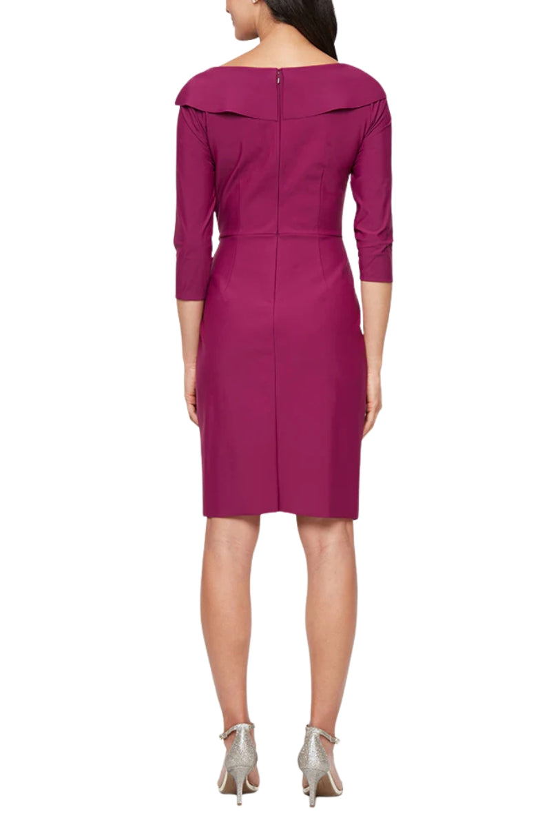 Alex Evenings Draped Collar Cowl V-Neckline Cascade Ruffle Accent Wais Curated Brands Alex Evenings Draped Collar Cowl V-Neckline Cascade Ruffle Accent Wais Curated Brands