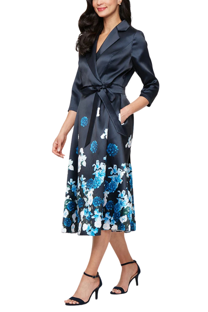alex evenings wrap dress Alex Evenings Contour Dress with Cap Sleeves & Tulip Overlay Skirt Black / 16