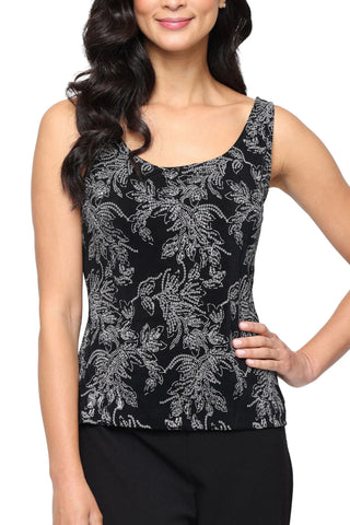 Alex Evenings Two-Piece Twinset Scoop Neckline Sleeveless Tank Top with Matching Short Open-Front Bolero Jacket