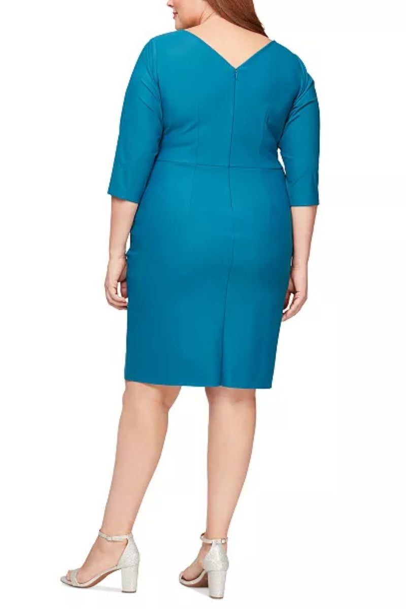 Alex Evenings Surplice V-Neckline Quarter Sleeves Back Zipper A-Line F Curated Brands Alex Evenings Surplice V-Neckline Quarter Sleeves Back Zipper A-Line F Curated Brands
