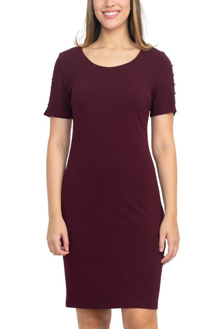 SL Fashion Scoop Neck Sheath Dress With Short Embellished Sleeves