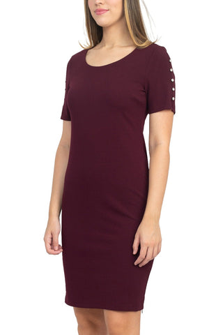 SL Fashion Scoop Neck Sheath Dress With Short Embellished Sleeves