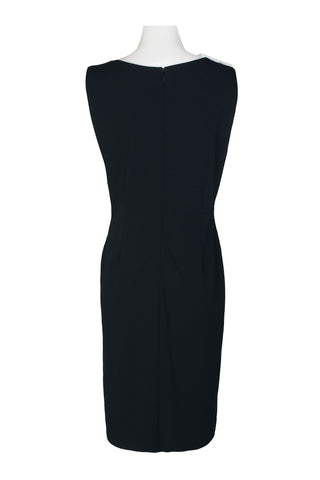 SL Fashion Boat Neck Sleeveless Contract Bow Shoulder Detail Scuba Dress
