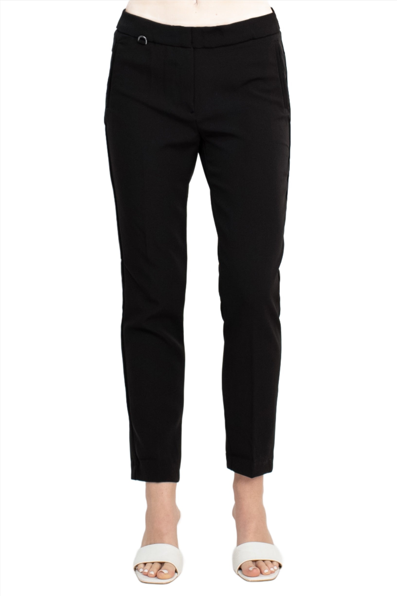 Adrianna Papell Mid Waist Solid Stretch Crepe Pants with Pockets