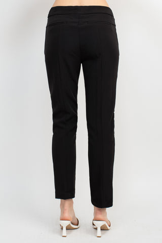 Adrianna Papell Mid Waist Solid Stretch Crepe Pants with Pockets