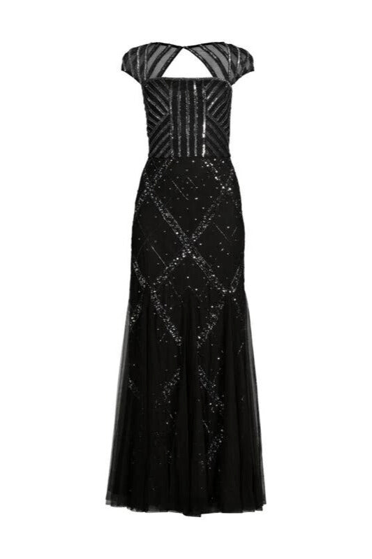 Adrianna Papell Women's Beaded Cap Sleeve Gown | Available at Curated Brands in Los Angeles Adrianna Papell Women's Beaded Cap Sleeve Gown | Available at Curated Brands in Los Angeles