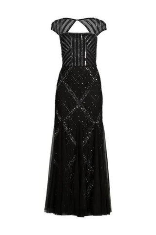 Adrianna Papell Women's Beaded Cap Sleeve Gown