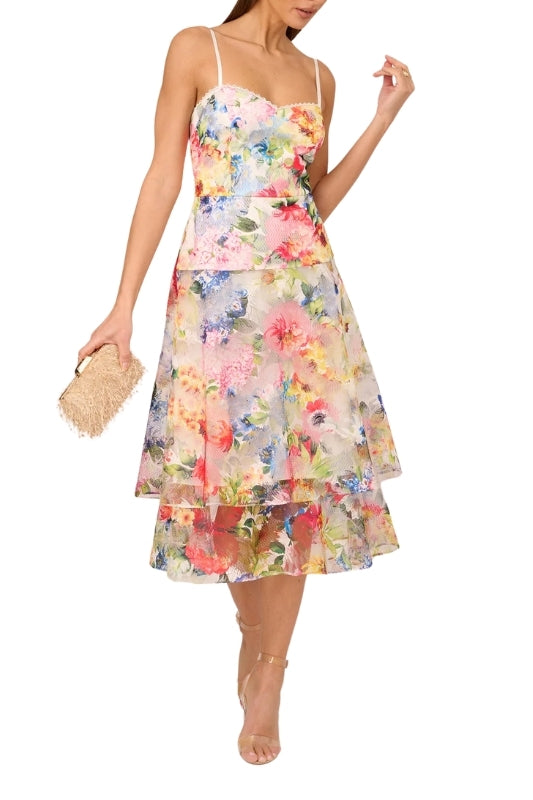 Adrianna Papell Printed Embroidered Fit & Flare Dress Adrianna Papell Printed Embroidered Fit & Flare Dress