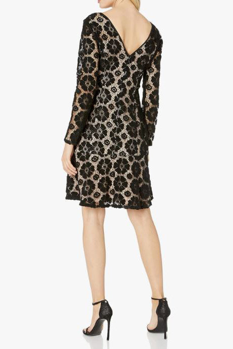 Adrianna Papell Boat Neck Illusion Zipper Back Floral Lace Dress (Plus Size) | Available at Curated Brands in Los Angeles Adrianna Papell Boat Neck Illusion Zipper Back Floral Lace Dress (Plus Size) | Available at Curated Brands in Los Angeles