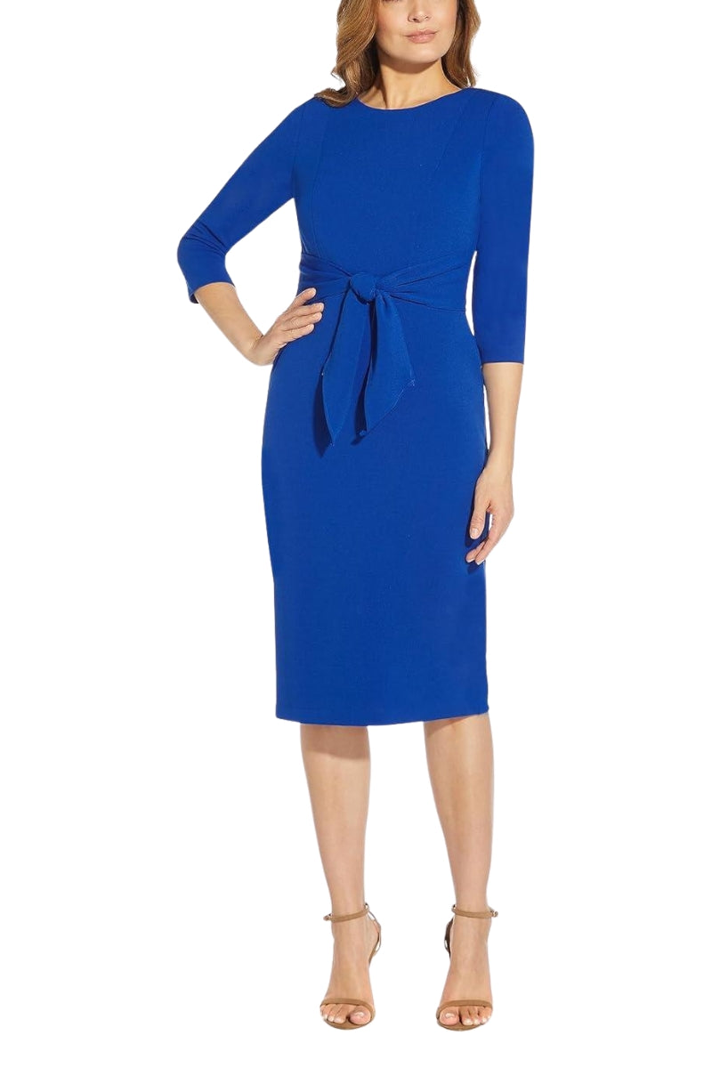 adrianna papell knit crepe tie knee length sheath dress Women's Adrianna Papell Knit Crepe Tie Waist Sheath Dress