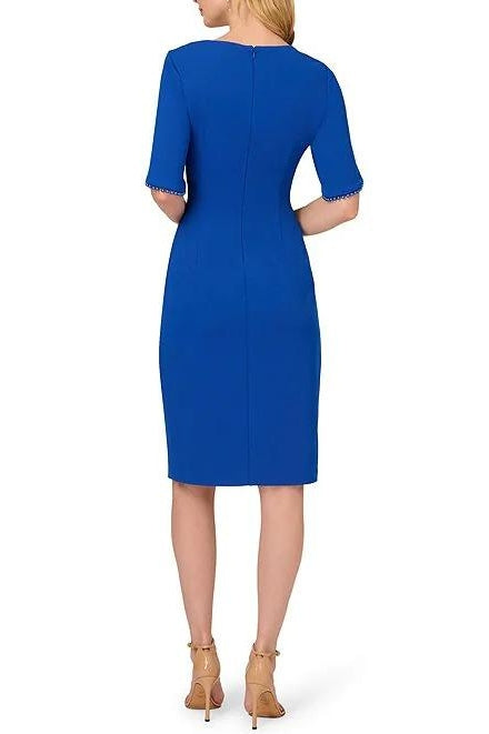 Adrianna Papell Day Pearl Embellished Knit Crepe Sheath Dress Adrianna Papell Day Pearl Embellished Knit Crepe Sheath Dress