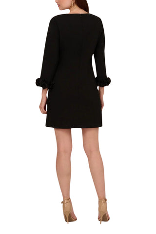 Adrianna Papel Ruffle Cuff Crepe Cocktail Dress - BLACK - Back 