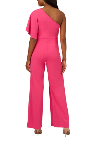 Adrianna Papell One-Shoulder Bodice Wide Leg Jumpsuit - Watermelon Bliss - Back