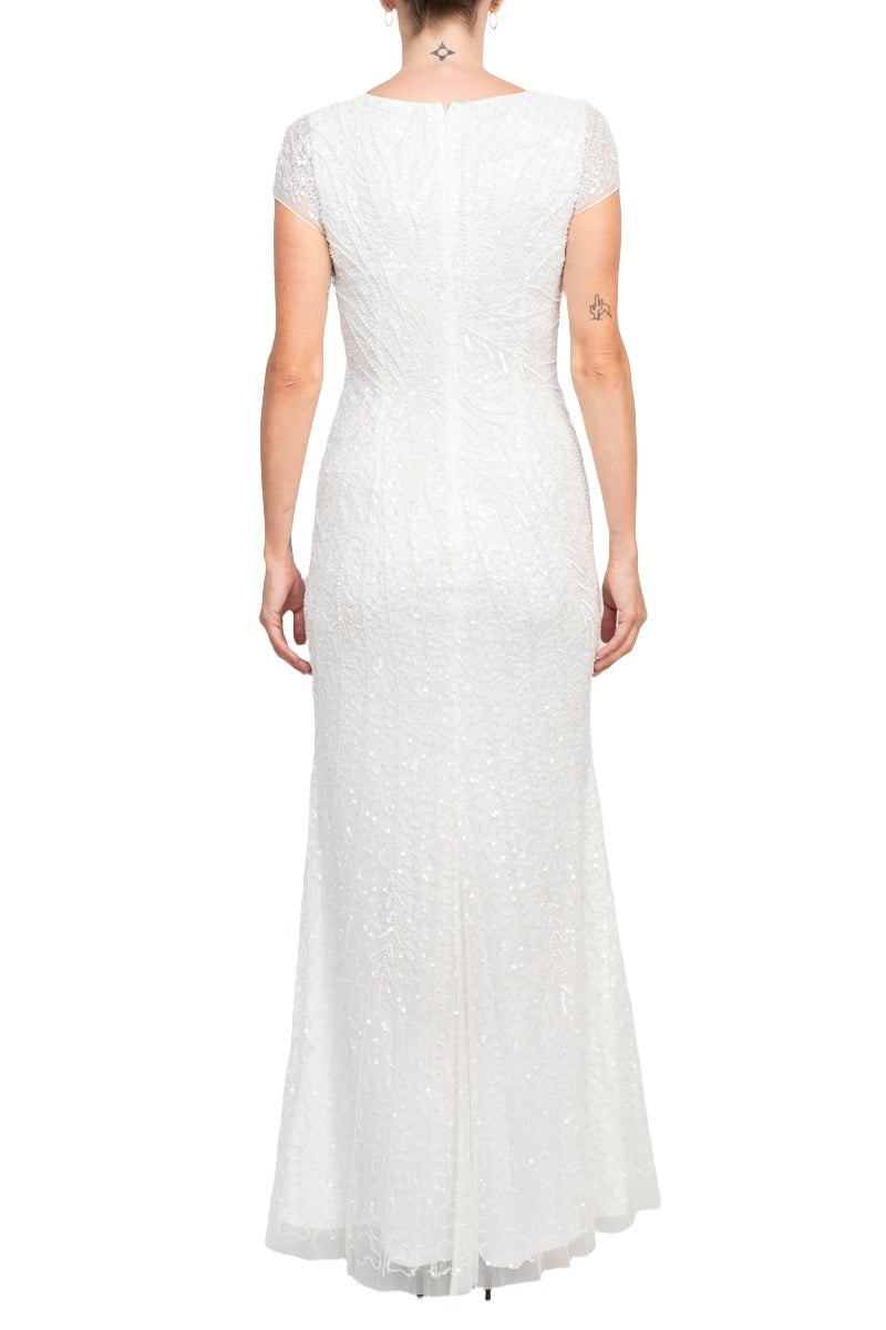 adrianna papell white sequin dress Adrianna Papell Embroidered Sequin Column Dress In Ivory - 30% Off