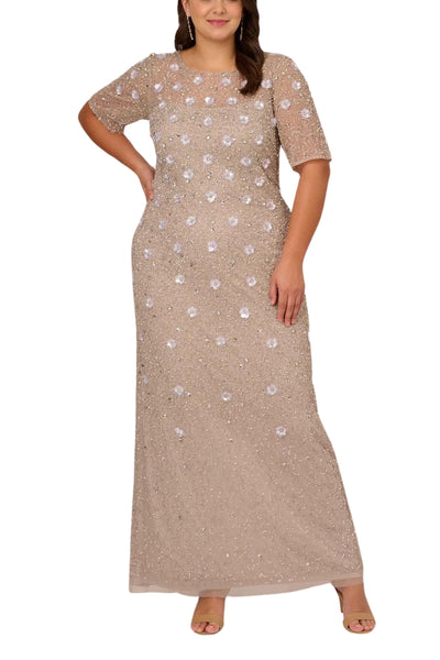 Adrianna Papell beaded mesh sheath dress (Plus Size)
