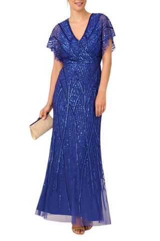 Adrianna Papell mermaid with dolman sleeves gown_ULTRA BLUE_Front View2