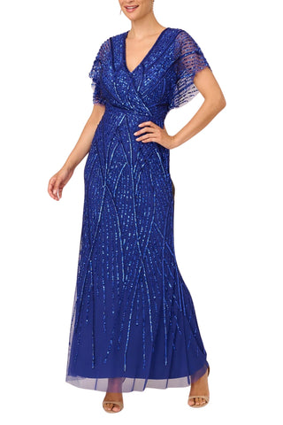 Adrianna Papell mermaid with dolman sleeves gown_ULTRA BLUE_Side View