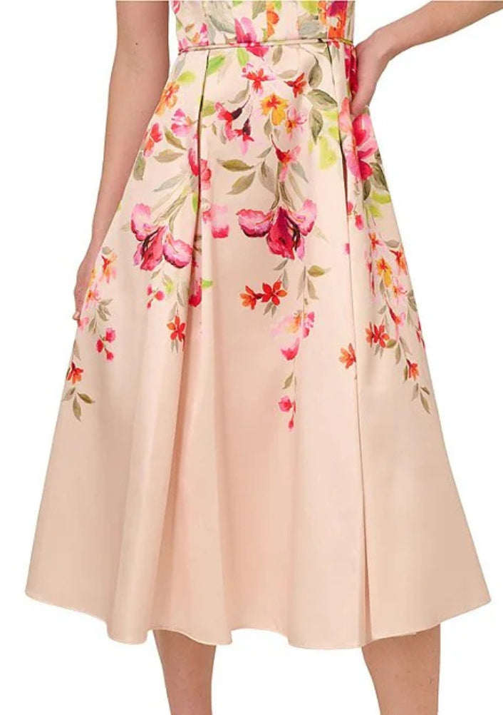 adrianna papell women's sleeveless tea length dress reviews Adrianna Papell Floral Print Square Neckline Sleeveless Back Zipper Cl – Curated Brands