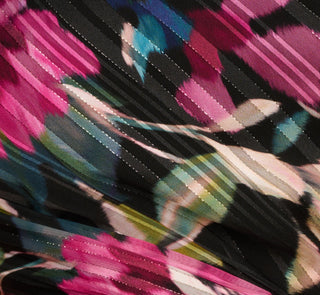 Adrianna Papell One-Shoulder Chiffon Metallic Floral Stripe Gown in Black Multi