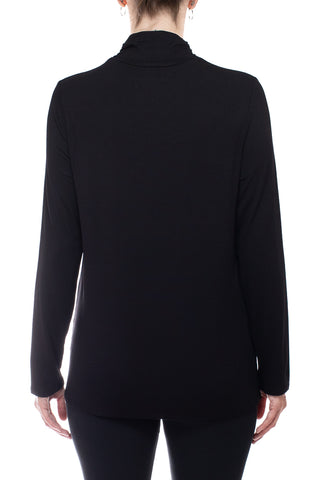 Cupio high neck long sleeve matte jersey top - BLACK - Back